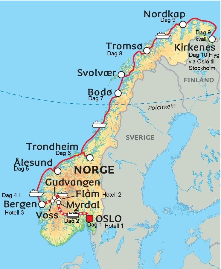 Norge Oslo till Nordkap